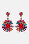 Teardrop Shape Glass Stone Dangle Earrings Multicolor One Size Earrings - Tophatter Daily Deals