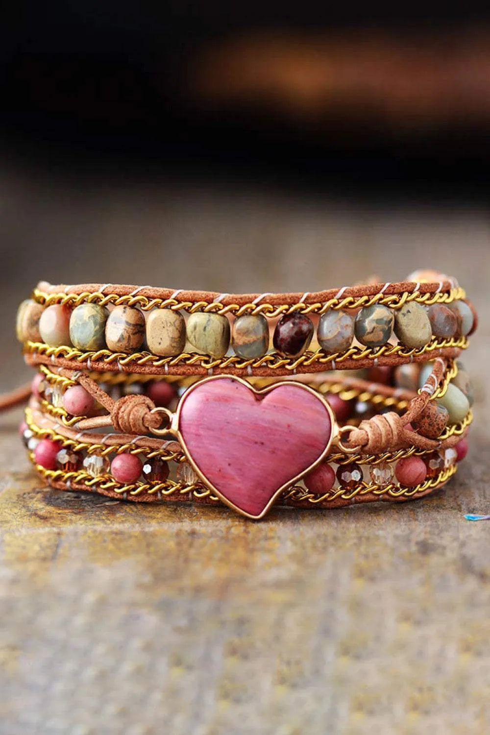 Handmade Heart Shape Triple Layer Beaded Bracelet Bracelets - Tophatter Daily Deals