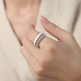 Enamel 18K Gold-Plated Open Ring White 7 Rings - Tophatter Daily Deals