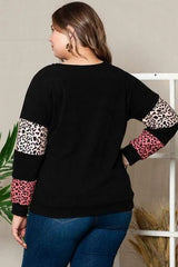 Plus Size Leopard Dropped Shoulder Long Sleeve T-Shirt Women's T-Shirts - Tophatter Daily Deals