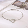 Inlaid Zircon Stainless Steel Heart Bracelet Silver One Size Bracelets - Tophatter Daily Deals