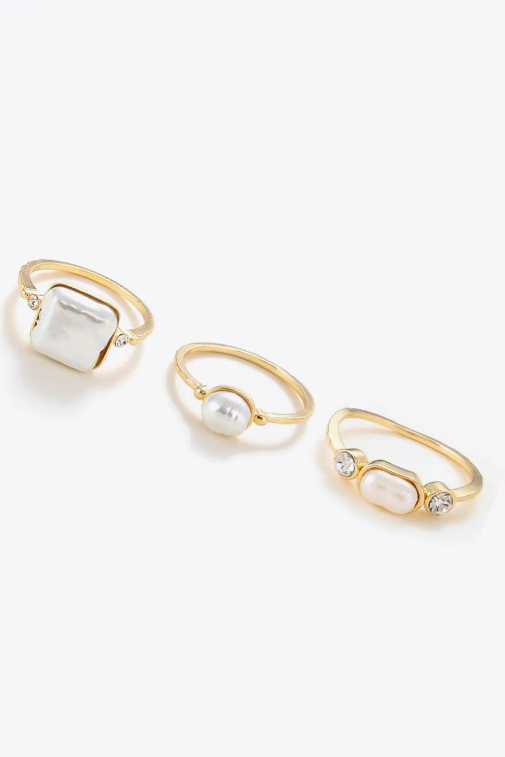 Pearl 18K Gold-Plated Ring Set Rings - Tophatter Daily Deals