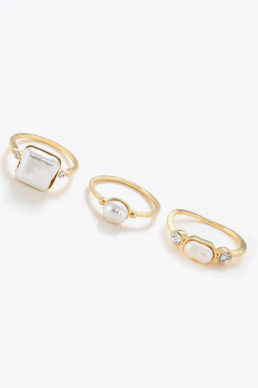 Pearl 18K Gold-Plated Ring Set Rings - Tophatter Daily Deals