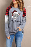 Graphic Plaid Long Sleeve T-Shirt Gray - Tophatter Daily Deals