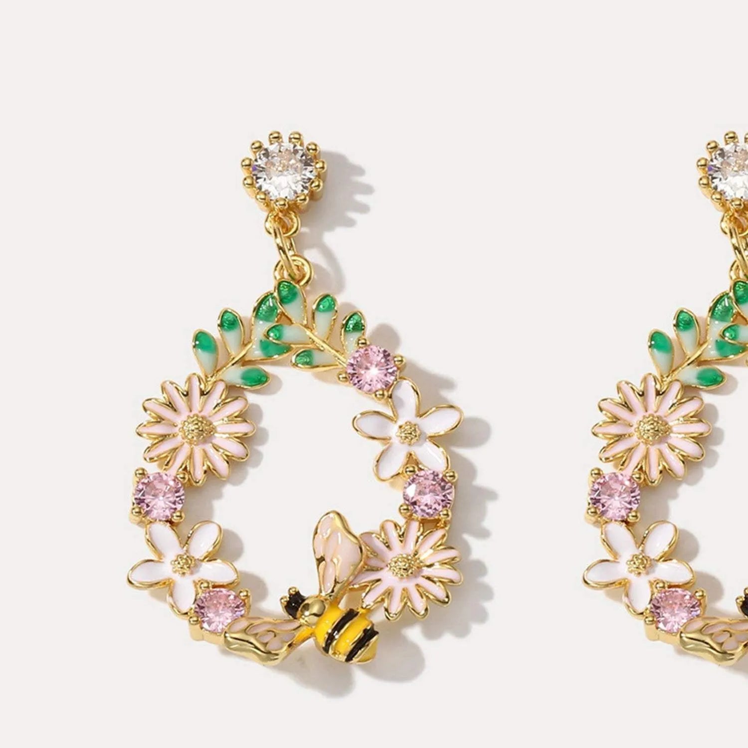 Wreath Shape Zircon Gold-Plated Earrings Earrings - Tophatter Daily Deals