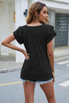 V-Neck Flutter Sleeve T-Shirt Women's T-Shirts - Tophatter Daily Deals