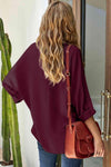 V-Neck Roll-Tab Sleeve Blouse Blouses - Tophatter Daily Deals