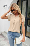 Petal Sleeve V-Neck Top Blouses - Tophatter Daily Deals