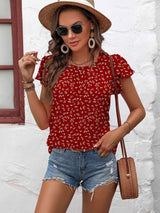 Textured Flutter Sleeve Blouse Blouses - Tophatter Daily Deals