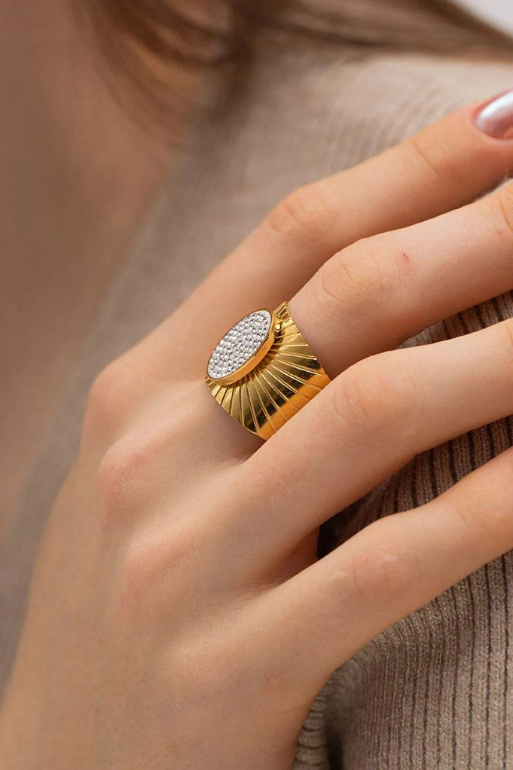 Wide Band Stainless Steel Open Ring Rings - Tophatter Daily Deals