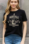 Simply Love Simply Love Full Size NASHVILLE TENNESSEE MUSIC CITY Graphic Cotton Tee Black Women's T-Shirts - Tophatter Daily Deals