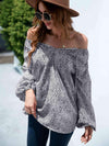 Printed Tie-Neck Balloon Sleeve Blouse Black Blouses - Tophatter Daily Deals