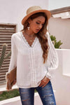 Swiss Dot Spliced Lace Flounce Sleeve Blouse White Blouses - Tophatter Daily Deals