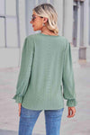 Lace Trim V-Neck Flounce Sleeve Top Blouses - Tophatter Daily Deals