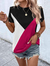 Color Block T-Shirt Women's T-Shirts - Tophatter Daily Deals