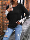 Half Button Lace Detail T-Shirt Women's T-Shirts - Tophatter Daily Deals