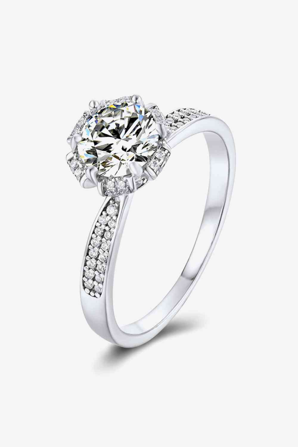 925 Sterling Silver 1 Carat Moissanite Ring Silver Moissanite - Tophatter Daily Deals