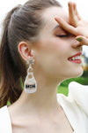 Beaded Champagne Bottle Earrings White One Size Earrings - Tophatter Daily Deals