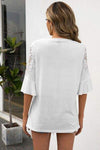 Ruffled Cutout Round Neck Half Sleeve T-Shirt Women's T-Shirts - Tophatter Daily Deals