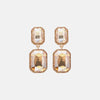 Geometrical Shape Glass Stone Dangle Earrings Light Apricot One Size Earrings - Tophatter Daily Deals