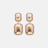 Geometrical Shape Glass Stone Dangle Earrings Light Apricot One Size Earrings - Tophatter Daily Deals