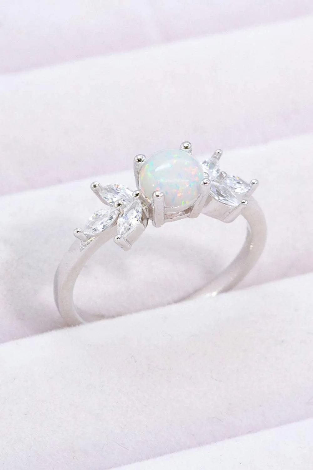 925 Sterling Silver Opal and Zircon Ring Opal Opal - Tophatter Daily Deals