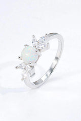 925 Sterling Silver Opal and Zircon Ring Opal - Tophatter Daily Deals