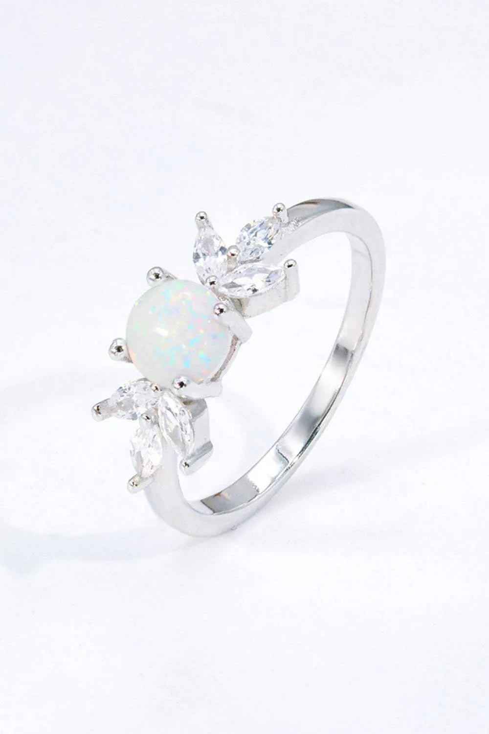 925 Sterling Silver Opal and Zircon Ring Opal - Tophatter Daily Deals