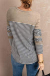 Pocketed Striped Round Neck T-Shirt Women's T-Shirts - Tophatter Daily Deals