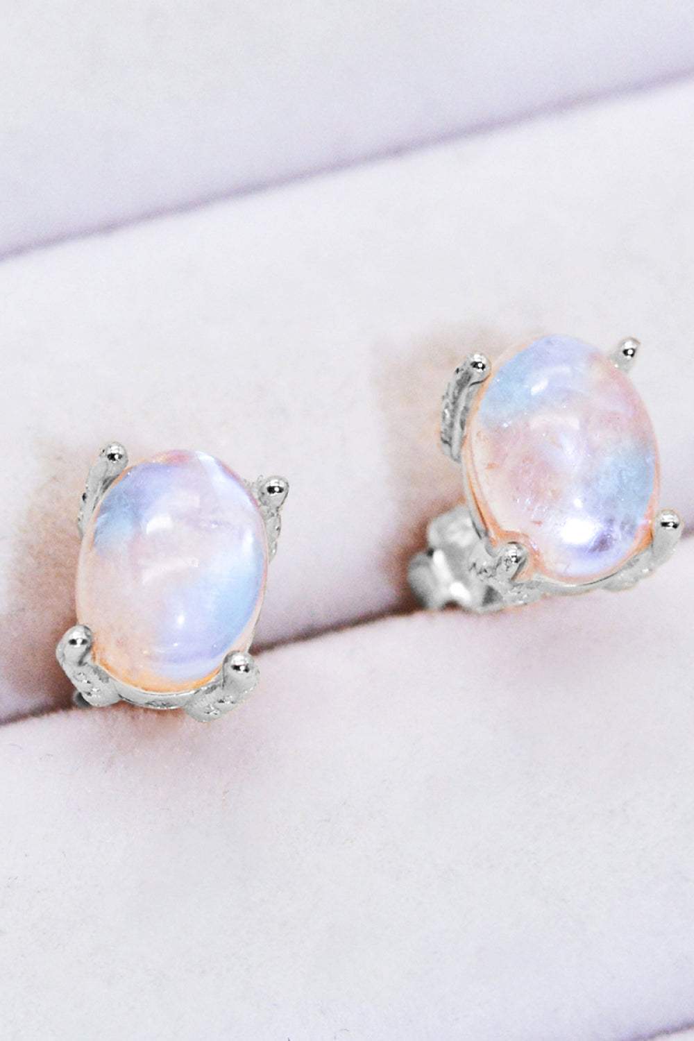 Natural Moonstone 4-Prong Stud Earrings Moonstone - Tophatter Daily Deals