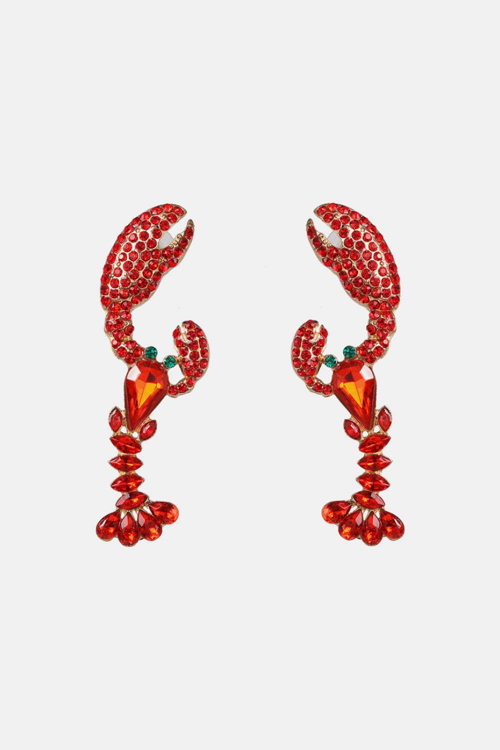 Lobster Shape Glass Stone Dangle Earrings Style B One Size Earrings - Tophatter Daily Deals