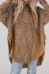 Textured Leopard Dropped Shoulder Blouse Taupe Blouses - Tophatter Daily Deals