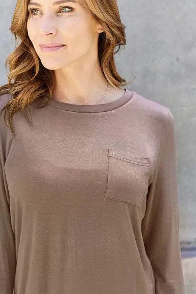 Basic Bae Full Size Round Neck Long Sleeve Top Blouses - Tophatter Daily Deals