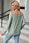 Cold Shoulder Square Neck Cutout Blouse Blouses - Tophatter Daily Deals