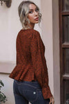 Cropped V-Neck Long Sleeve Blouse Blouses - Tophatter Daily Deals