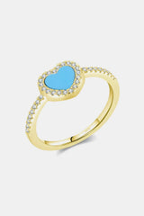 925 Sterling Silver Artificial Turquoise Ring Gold Rings - Tophatter Daily Deals