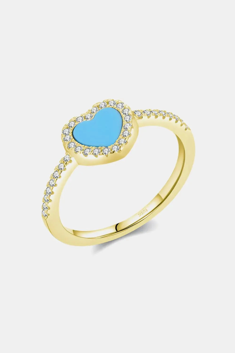 925 Sterling Silver Artificial Turquoise Ring Gold Rings - Tophatter Daily Deals