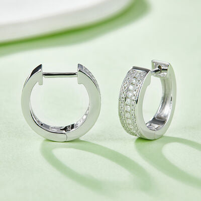 Moissanite 925 Sterling Silver Huggie Earrings Silver One Size Moissanite - Tophatter Daily Deals