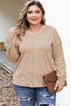 Plus Size Exposed Seam Dropped Shoulder T-Shirt Tan Women's T-Shirts - Tophatter Daily Deals