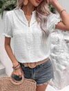 Swiss Dot Buttoned Puff Sleeve Blouse Blouses - Tophatter Daily Deals