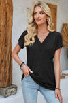 V-Neck Petal Sleeve T-Shirt Women's T-Shirts - Tophatter Daily Deals