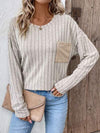 Round Neck Dropped Shoulder T-Shirt Beige Women's T-Shirts - Tophatter Daily Deals