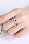 Multicolored Cubic Zirconia 925 Sterling Silver Ring Rings - Tophatter Daily Deals