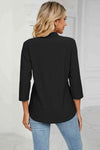 Eyelet Three-Quarter Sleeve Blouse Blouses - Tophatter Daily Deals