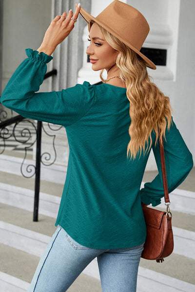 Round Neck Flounce Sleeve T-Shirt Women's T-Shirts - Tophatter Daily Deals