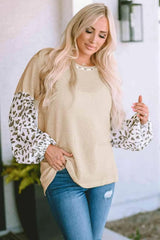 Waffle-Knit Balloon Sleeve Blouse Blouses - Tophatter Daily Deals
