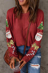 Santa Sequin Round Neck Long Sleeve Blouse Blouses - Tophatter Daily Deals