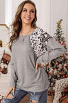 Leopard Snakeskin Print Dropped Shoulder Top Women's T-Shirts - Tophatter Daily Deals