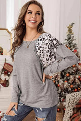 Leopard Snakeskin Print Dropped Shoulder Top Women's T-Shirts - Tophatter Daily Deals
