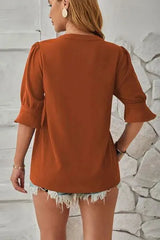 Notched Half Sleeve T-Shirt Women's T-Shirts - Tophatter Daily Deals